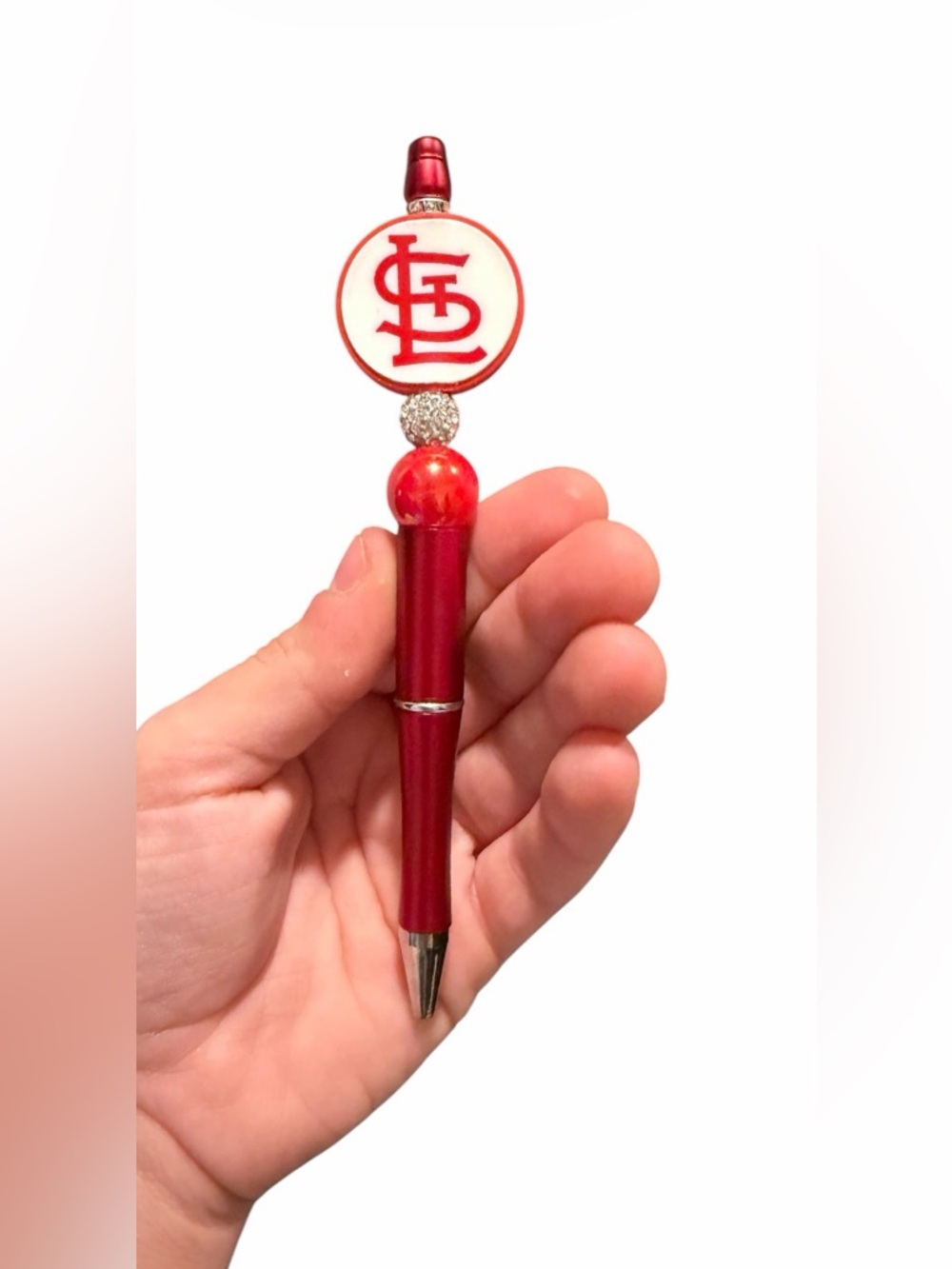 St. Louis Cardinals Baseball Handmade Beaded Pen - Extra Pen Refill Included